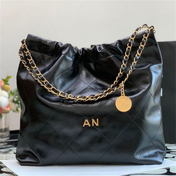 Nuova borsa di design di lusso di qualità specchio Mini borse per secchio 22 borsetta da 35 cm Shopping in pelle trapuntata per la borsa nera bola da donna spalla sacca a catena argento in argento