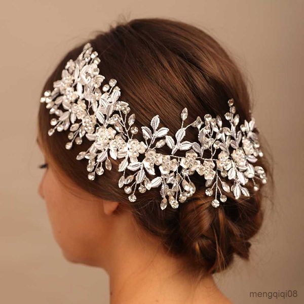 Hochzeit Haarschmuck Luxus Strass Braut Kopfschmuck Bräute Stirnband Silber Farbe Blume Prom R230612