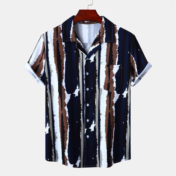 Camisetas Masculinas Masculinas Casual Praia Vento Gelo Seda Pendurada Impressão Digital Manga Curta Camisa Floral Moda Coreana Sólida