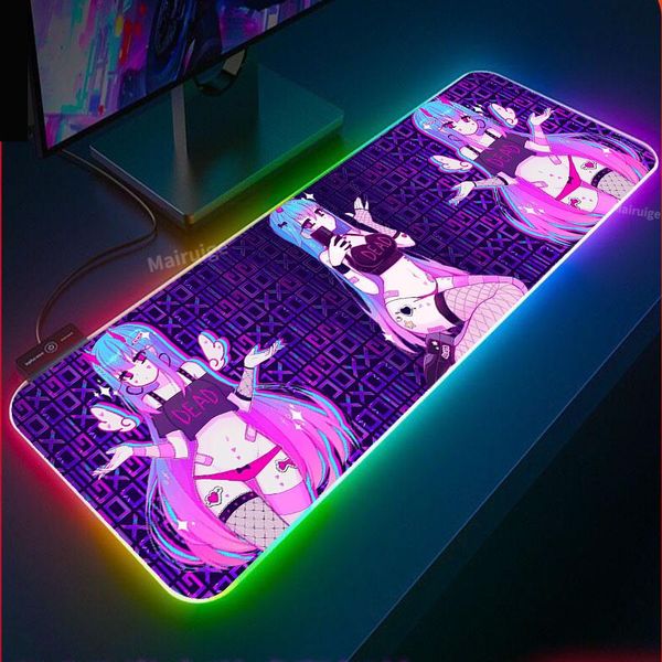 Pads Moneko Anime Game Mouse Pad RGB Mini Laptop Teclado Bloqueio Dsek Mat LED Color Light Mouse Pad XXL Gamer Gaming Acessórios