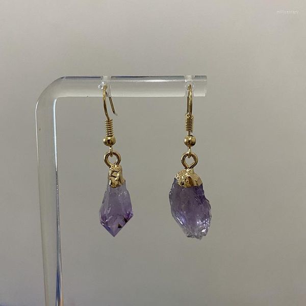 Ohrhänger, natürliche Edelsteine, Quarz, Geode, Drusen, unregelmäßige Amethyste, Kristalle für Damen