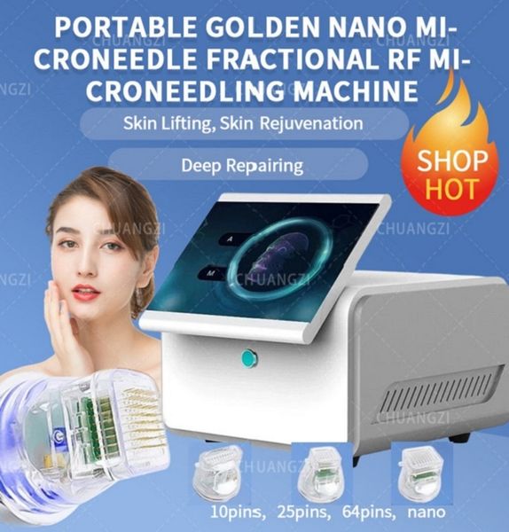 RF Microneedle Beauty Salon tela grande ouro ASanti-rugas RF Fractional Microneedle Machine