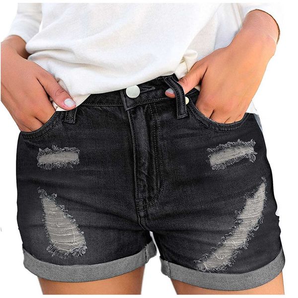 Shorts femininos Shorts femininos de verão com furos modernos estilo flange calças jeans esfarrapadas Pantalones De Mujer P230606