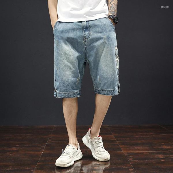 Pantaloncini da uomo Summer Denim Lunghezza al ginocchio da uomo Jean corto Stile giapponese Jeans larghi da uomo casual di alta qualità