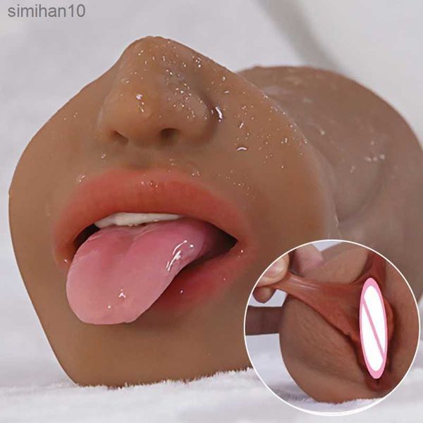 Realistico Oral Sexy Donne Labbra Rosse Bocca Masturbatori Maschi Gola Profonda Con Lingua Denti Naso Giocattoli Del Sesso Per Gli Uomini Tazza Di Masturbazione L230518