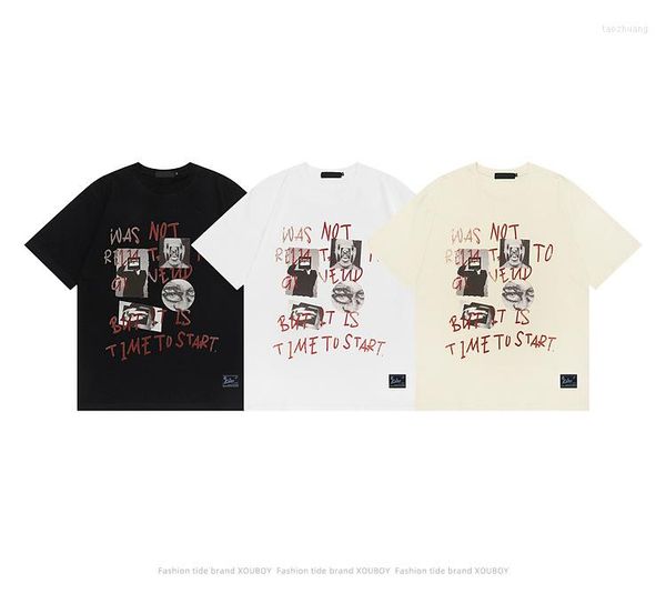 Camisetas masculinas Camisetas masculinas Design Sense China-Chic Brand Street Niche Retro Traje de casal Ins Camiseta de manga curta
