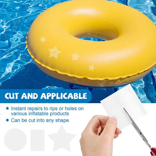 Tubos flutuantes infláveis 30 pedaços de fita adesiva de vedação à prova d'água remendo autoadesivo transparente Anel de natação inflável piscina cama de brinquedo P230612