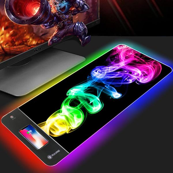 Ruht Bigone Wireless RGB -Maus -Pad übergrößt mit Ladestischpolster drahtloser Lade -Lumino -Maus -Pad Gamer Large Maus -Pad