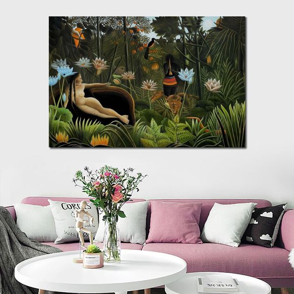 Tropische Landschaften Kunst Henri Rousseau Gemälde Der Traum Kunst Leinwand Kunstwerk Handgefertigte hochwertige Wanddekoration