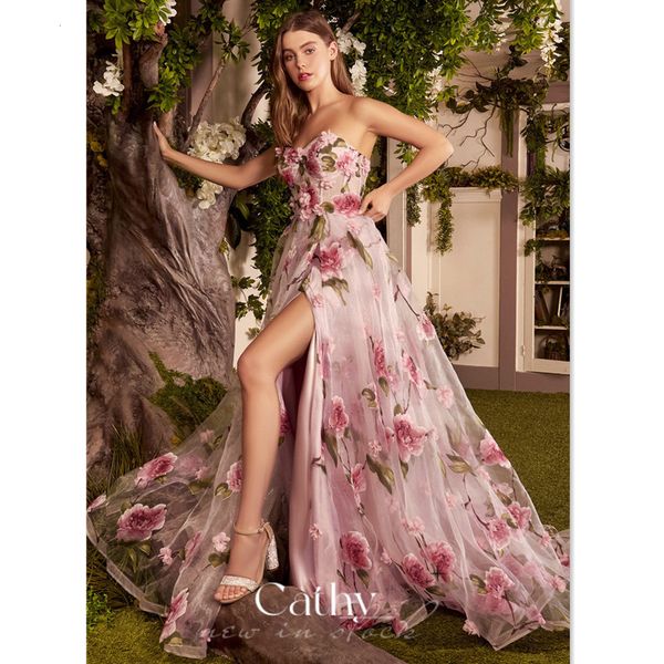 Urban Sexy Dresses Cathy PrIncess Aline Vestido de Baile Seda Organza Noite 3D Flor Bordado Sweep Train Party 230612