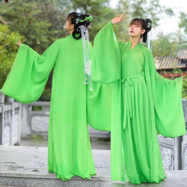 Этническая одежда Женщины Древние китайские костюмы кросс-ворота широко рукави