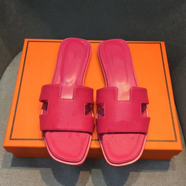 Pantofole Sandali Scivoli moda fuori indossare nuovo stile estivo femminile netto rosso fondo piatto turismo spiaggia una parola sandali in pelle 35-42