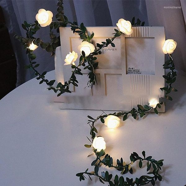 Strings Rose LED Rattan Light String Romantic Warm Indoor Schiuma Bianca Camera da letto Matrimonio Balcone Decorazione