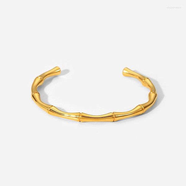 Braccialetto INS braccialetti aperti in bambù in acciaio inossidabile placcato oro 18 carati per donne ragazze gioielli in metallo moda regalo da donna