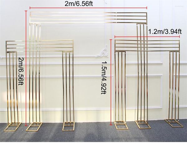 Decoração de festa H1.5/2m 4 fileiras brilhante banhado a ouro montagem ampla arco pano de fundo suporte casamento palco chá de bebê adereços de decoração de eventos