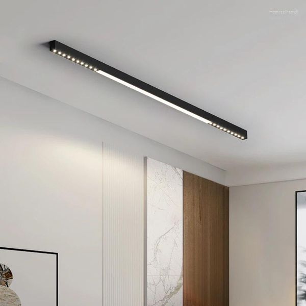 Luzes de teto Lâmpada linear longa LED sala de estar montada na superfície sem principal minimalista El sala de jantar grade do quarto