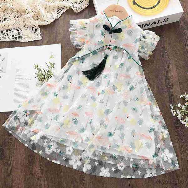 Kız Elbiseleri Çocuklar 2023 Yeni Cheongsam Bebek Kız Elbise İşlemeli Parti Çocukları Prenses R230612