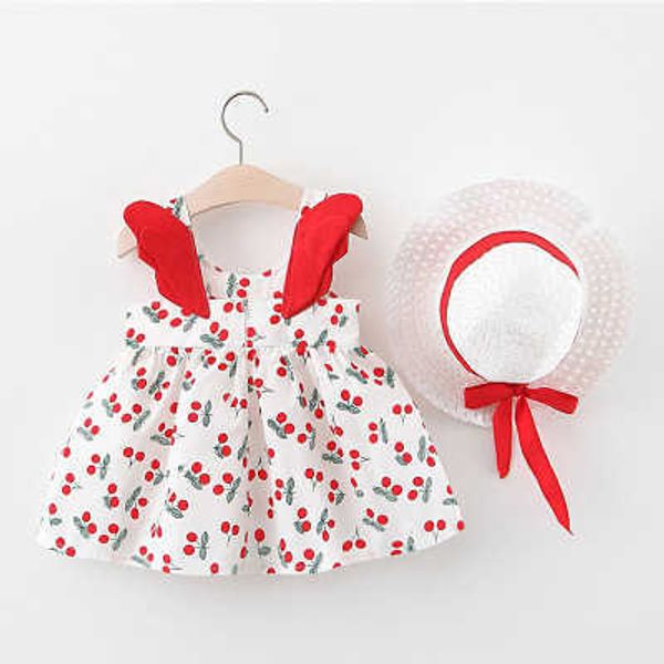 Mädchen Kleider Mädchen Kleid Sommer Neue Latzhose Kleine Kinder Baby Mädchen Niedliche StrAWberry Ärmellose Mütze