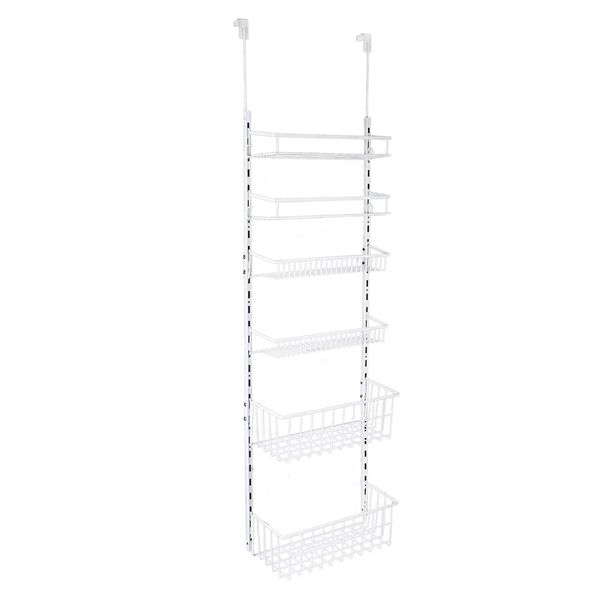 Mainstays Sopra la porta Rack Organizer con 6 ripiani regolabili in acciaio verniciato a polvere bianco