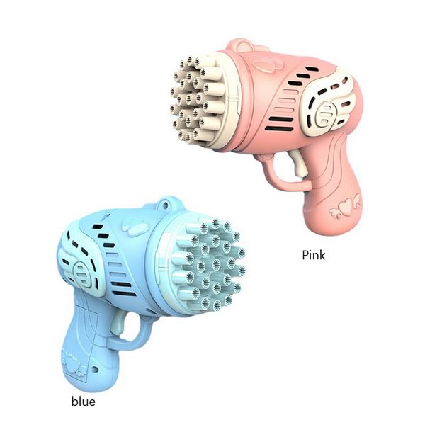 giochi estivi Aggiornamento 23 buche Bambini Gatling Bubble Gun Ricarica Lanciarazzi elettrico Macchina per bolle di nozze Acqua di sapone Giocattoli da bagno per bambini regalo