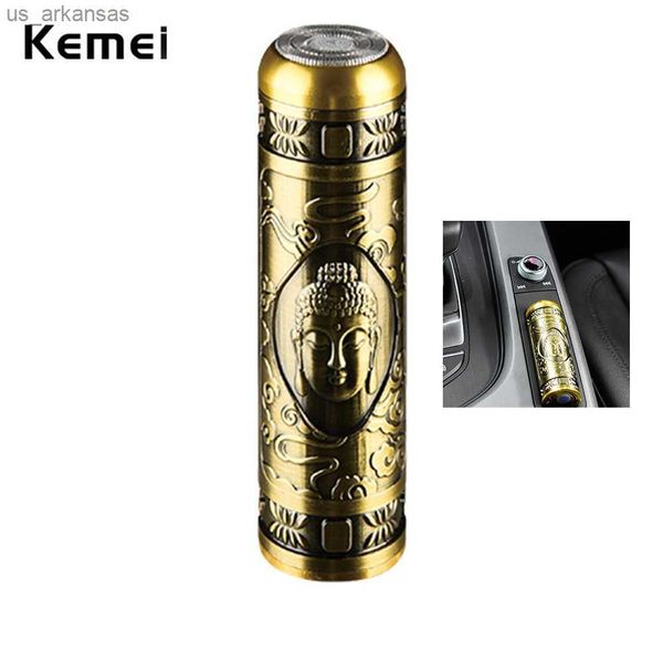 Kemei T8 Mini Rasoio elettrico da uomo Vintage Testa di Buddha Rasoio da barba rotante Tipo-c USB ricaricabile Piccola macchina da barba portatile L230523