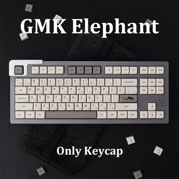 Acessórios Elephant PBT XDA perfil keycap Dyesub124 Keys Japonês Captas de chave em inglês para Cherry MX Mechanical Keyboard Personalidade personalizada