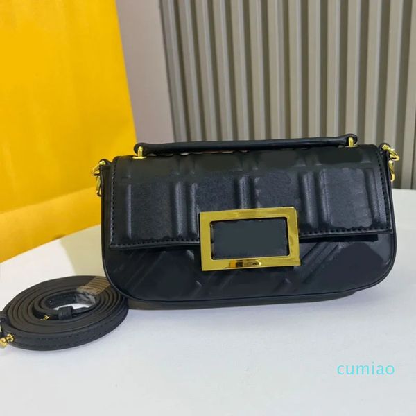 2023-Bolsa Mensageiro com Aba Bolsas Pretas Bolsa de Couro Feminina Designer Moda Ferragens Douradas Estampa Magnética Bolsa Tiracolo de Alta Qualidade