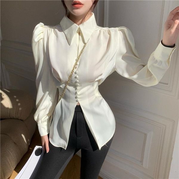 T-Shirt Casual Chiffon Bluse und Tops Frauen 2022 Herbst Fashion Design eleganter Puffhemden Ladies French Bow Korean Style Style