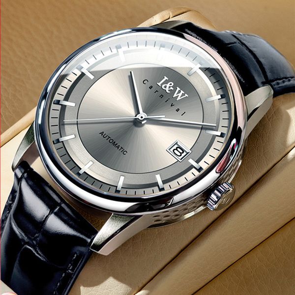 Другие часы Швейцария I W CARNIVAL Роскошный бренд Япония MIYOTA Автоматические механические сапфировые мужские водонепроницаемые кожаные часы C572 L 230612