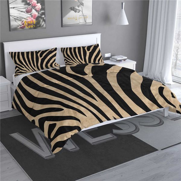 Conjuntos de cama Conjunto de capa de edredom com estampa de animal Zebra Tigre leopardo estampado Capa de edredom Queen King Size Capa de cama personalizada de luxo Z0612