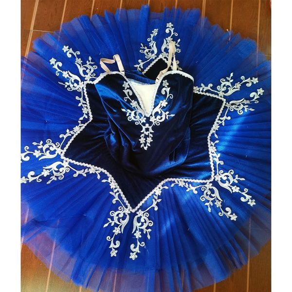 Roupa de dança veludo azul profissional balé tutu crianças crianças balé tutu adulto feminino bailarina festa dança vestido menina fantasia de halloween 230612