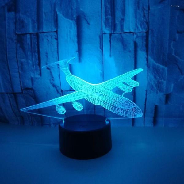 Lampade da tavolo Aircraft 3d Nightlight Sette controlli tattili colorati Led Lampada da tavolo visiva Luce regalo creativo per soggiorno