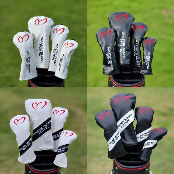 Outros produtos de golfe Master Bunny Edition Tacos de golfe Headcovers Golf Woods Club Headcovers Set 1# 3# 5# Driver Head Cover Black Red 230613