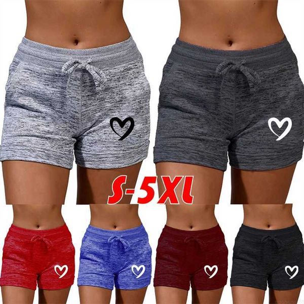 Shorts femininos de verão, shorts de yoga femininos, esportes casuais, cintura alta, cordão, shorts elásticos, 6 cores