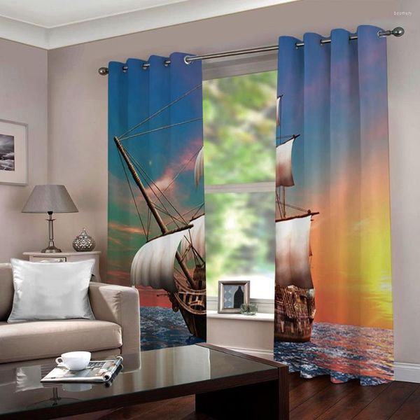 Vorhang, 3D-Raumvorhänge, luxuriös, verdunkelnd, für Wohnzimmer, Schlafzimmer, trendige Po-Küchentür