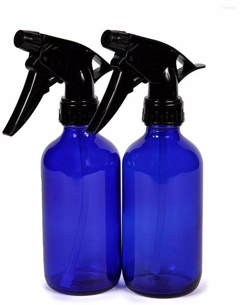 Бутылки для хранения 8 унций янтарный кобальт -синий стеклянный распылитель с триггерным распылителем идеально подходит для смеси эфирного масла 2 ПК/лот P109