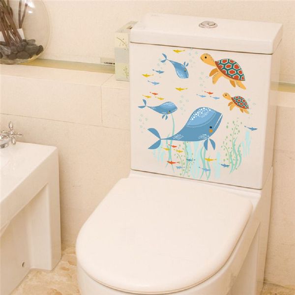 Pesce sottomarino Tartaruga Adesivi murali Decalcomanie Art Bagno Finestra Frigorifero Toilette Decorazione bagno