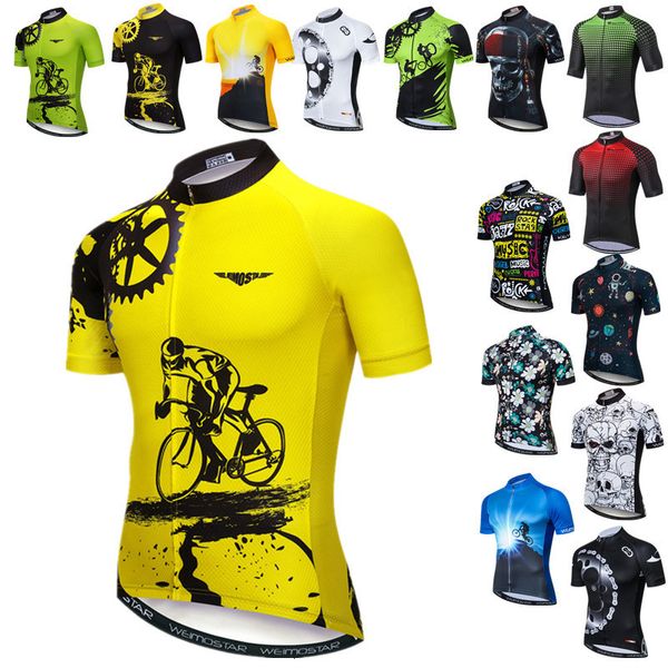 Camicie da ciclismo Top Weimostar Maglia gialla Pro Team Abbigliamento da bicicletta da uomo Traspirante MTB Bike AntiSweat Shirt Maillot 230612