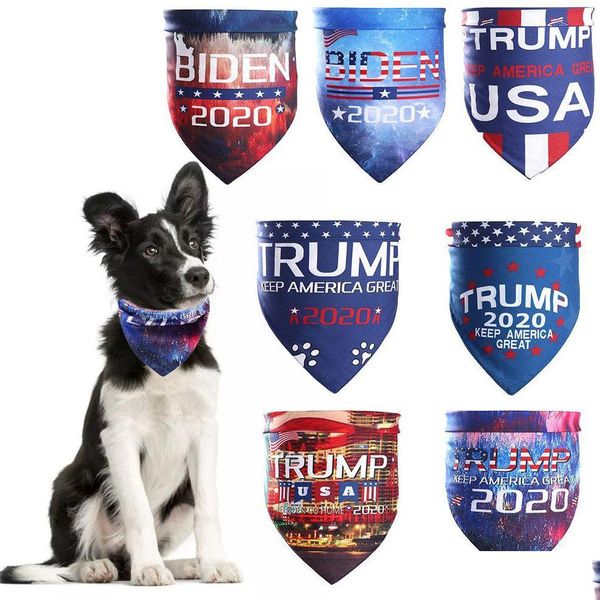 Собака одежда Biden Trump Pets Sarves Adts Magic Scarf Американский президент выборы Дональд буквы Turban Dogs Cats Bandanas DBC Drop D Dhxpv