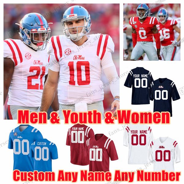 Custom College Ole Miss Rebels Football Bo Wallace Jersey Elijah Achie Manning Ealy Eli Manning DK Metcalf Snoop Willis Conner Qualsiasi nome Qualsiasi numero S-6XL Maglie