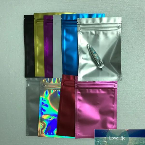 300 pçs/lote 8,5*13 cm Folha de alumínio colorida Auto-vedação Zíper Saco de plástico Embalagem para armazenamento de lanches fosco Mylar Mylar Baggies Qualidade