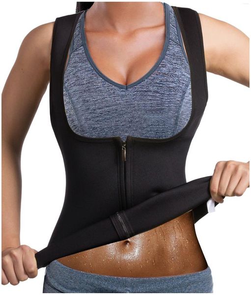 Damen Shapers Damen Taillentrainer Weste Schlankes Korsett Neopren Sauna Tank Top Reißverschluss Gewichtsverlust Body Shaper Shirt