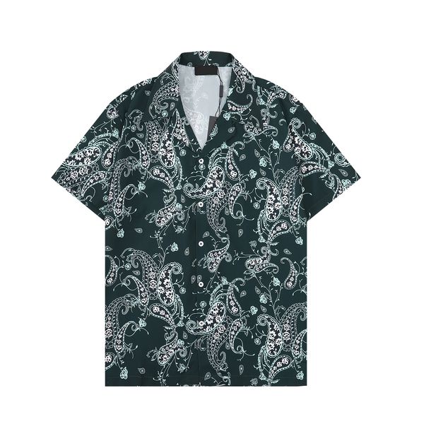 Abito da uomo di lusso di design Camicie Camicia di seta Abiti di lusso Manica corta lettera stampa clowers Colletto estivo casual da uomo colori misti Taglia M-3XL A145