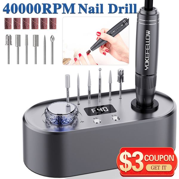 Nail Art Kits 40000RPM Elektrische Bohrmaschine mit Pausenmodus Niedrige Vibration Beruf Maniküre Fräser für Acrylsalongebrauch 230613