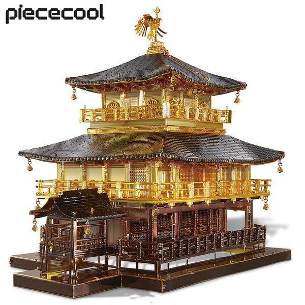 Spielmatten Piececool 3D-Metallpuzzles Goldener Pavillon Montagemodellbausätze Berühmte Janpan-Architektur Puzzle-Spielzeug DIY-Set Weihnachtsgeschenke 230613