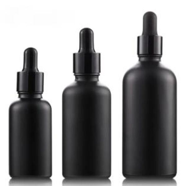 30ml 50ml 100ml Bottiglie di olio di vetro nero opaco Bottiglie contagocce Classiche