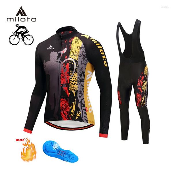 Racing Sets MILOTO Winter Thermal Fleece Radfahren Männer Mountainbike Mallot Ciclismo Lange Hosen Tragen Reit Kleidung