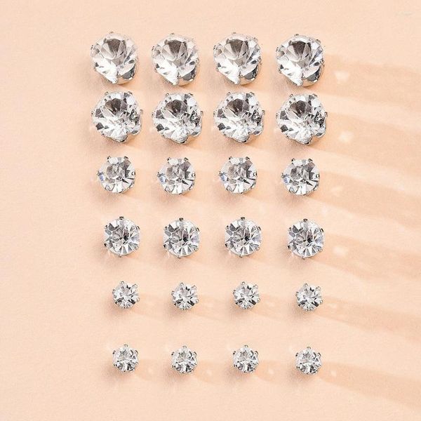 Brincos Stud HYSECMAO 12 Par/Pacote Conjunto de Cristal Grande Para Mulher 2023 Brincos Moda Brilhante Brinco de Casamento Jóias