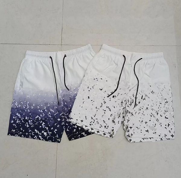 Shorts de grife masculino Shorts com letras estampadas em gradiente Verão Moda Calças de praia soltas com cordão Calças médias Tendência Calças esportivas casuais Calças de ginástica Calças de moletom