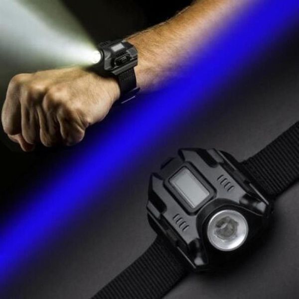 XPE R2 Relógio de pulso LED Lanterna Tocha Relógio de corrida à prova d'água Relógio tático Iluminação com tempo Display LED Bateria embutida6726232H